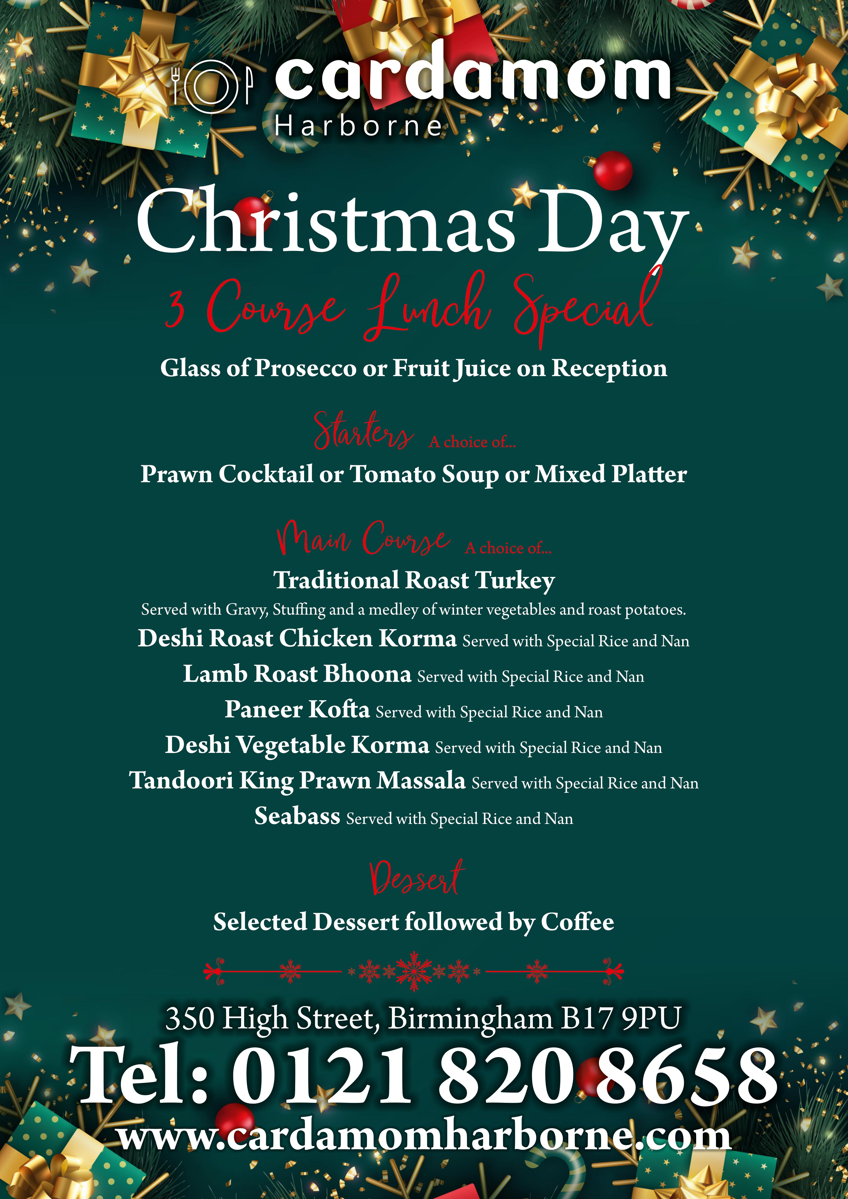 Cardamom Harborne Christmas Bookings Being Now Taken